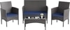 Carry Bird Wicker Patio Furniture Accessorie 4 Seater Sets In Black And Navy Blue Colour