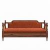 Rattan Solid wood Three Seater sofa in Provincial TeakCopper Orange Colour Fabric