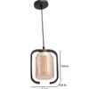 Eliante 3-Light Pendant Hanging Light In Champaign Finish, Mild Steel And Wood With Glass Shade