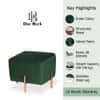 Doe Buck Regent Channel Tufted Velvet Ottoman Stool in Green Colour with Rose Gold Legs