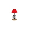 Dahlia Red cotton Table lamp with Wood & Iron Base