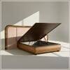 Elowen Softline King Size Bed in velvet With Oak wood Frame & Hydraulic Storage