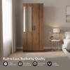 Zoey Engineered Wood 2 Door Wardrobe with Mirror in Classic Walnut Finish