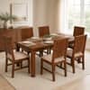 Globally Indian Aurelie Solid Sheesham Wood 6 Seater Dining Table Set 6 Chairs Beige