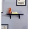 Solid Wood Fixed Bracket Wall Shelf in Black Colour