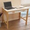 Exotica Solid Wood Study Desk with Drawers and Wooden Handles in Ivory Colour