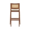 Weber Solid Wood and Cane Bar Chair In Amber Walnut Finish and Biscuit Velvet Colour
