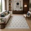 Imperial Knots Ivory and Blue Hand Woven Dhurrie 4x6 Feet