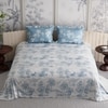 Stoa Paris Super King Size Cotton Bedsheet with 2 Pillow Covers  Size Snow Flower Blue