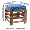 Houston Sheesham Wood Stool with Indigo Patch Kantha Cushion