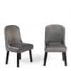 Rosslyn wood Set of 2 Dining Chairs in Iron Grey Velvet Upholstery with MAHAGONY FINISH