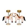 Desert Art Metal Handpainted Horse Tealight Holder Set of 2