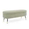 Doe Buck Luxury Boucle Storage Bench in Sage Colour with Gold Tipped Legs