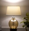 Idonia Nickel And Amber Finish Table Lamp With White Shade