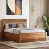 Toledo Solid Wood King Size Hydraulic Storage Bed In Amber Walnut Finish