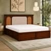 Virasat Solid Wood Compact Queen Bed Hydraulic Storage Provincial Teak Finish Mattress 60 x 72 Inch