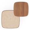 Alba Square Cluster Botticino and Solid Wood Coffee Table in Amber Walnut Finish