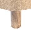 Morgan Acacia Wood Accent Set of 2 Ottoman Pouffees in Beige Sparkle Velvet, Teak Finish
