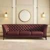 Weston 3 Seater Premium Italian Leather Sofa In Bordeaux