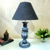 Grey Stone Finish Handpainted And Hancarved Distress Wooden Table Lamp