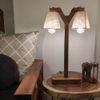 Elania Wooden Table Lamp with Brown Base and Premium White Fabric Lampshade