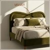 Elaris Curve Comfort King Size Bed Bed in velvet With Engineer Wood Frame & Hydraulic Storage