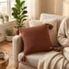 Moss Knit Rust Cotton Knitted Decorative Cushion Cover 16 x 16 Inches