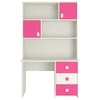 Flora Kids Study Desk cum Bookshelf with Shuttered Cabinets Open Shelves and Drawers in Ivory Barbie Pink Colour
