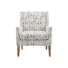Leston Printed Human Canvas Fabric Lounge Chair in White Colour