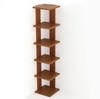Bluewud Wudville Braine Engineered Wood Wall Mount Corner Shelf, Display Rack, (6 Square Shelves - Walnut)