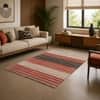 Imperial Knots Red Stripes Hand Woven Cotton Dhurrie 2.5x4 Feet