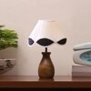 Devansh Multi Vintage  Cotton Table Lamp With  Wood Natural Base (10X12.5 Inches)-40
