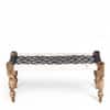 Oakville Sheesham Wood Vintage 2 Seater Maachi Balcony Bench with 2 Stools in Black and White
