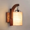 Devansh Solid Wood Electric Wall Light in Brown Colour with White Shade Count of 1 Light