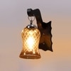 Devansh Solid Wood Electric Wall Light in Brown Colour with Lavender Shade Count of 1 Light