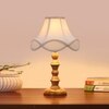 Devansh Off-White Cotton Vintage Lamp With Wood Base (12X12X18)