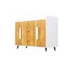 Hexa Red Multipurpose Storage Cabinet With 3 Drawer 2 Door in Frosty White And Giant Wood Colour