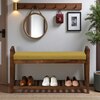 Hagafjell Solid Wood Shoe Rack with Seating in Walnut Brown finish