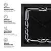 Playful Overlapping Numerals Square Black Wooden Wall Clock