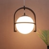 Eliante Hanging Light, White Glass Shade, Mild Steel And Wood, 1 Bulb - Modern Ceiling Pendant Lamp