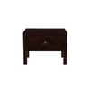 Square Solid Wood Box Bedside Table in Walnut Finish