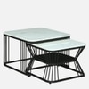 Novus Square Metal Nesting Coffee Table Set Black Finish White Porcelain Top Set Of 2