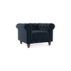 Winchester Luxe 1 Seater Fabric Sofa in Sea Port Blue Velvet Colour