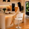 Doe Buck Adjustable Upholstered Bar Stool in White Colour with Chrome Base