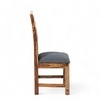 Columbus wood Dining Chair in Anchor Grey Fabric Cushioning with TEAK FINISH