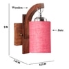 Devansh Solid Wood Electric Wall Light in Brown Colour with Pink Shade Count of 1 Light