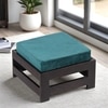 Amber Sheesham Wood Stool in Mahogany Finish & Turquoise Sea Velvet Cushion