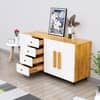 Hexa Red Multipurpose Storage Cabinet With 4 Drawer 3 Door in Giant Wood And Frosty White Colour