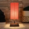 Elliott Orange cotton table lamp with Square Brown Wood Base