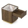 Dorian Engineered Wood Bedside Table With Ceramic Top In Walnut High Gloss Finish